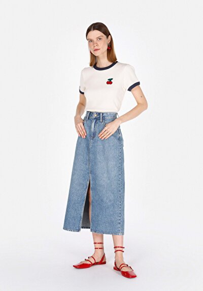Image de Jupe Slim Fit Droit Jean Maxi Femme
