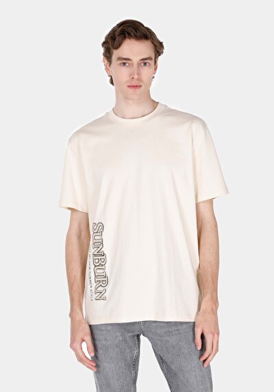 Image de T-shirt À Manches Courtes Beige Comfort Fit Droit Homme