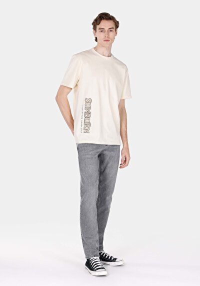 Image de T-shirt À Manches Courtes Beige Comfort Fit Droit Homme