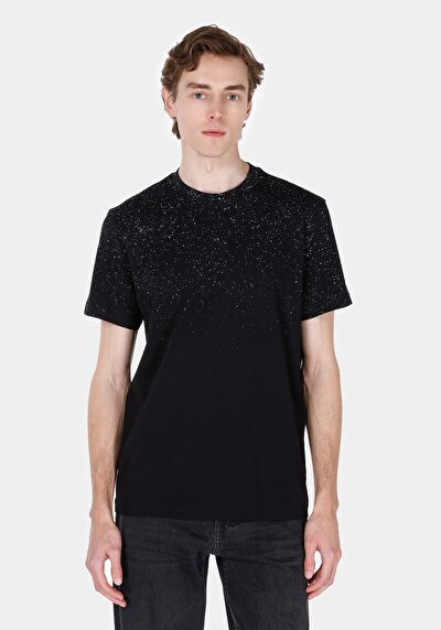 Image de T-shirt À Manches Courtes Noir Regular Fit Imprimé Homme