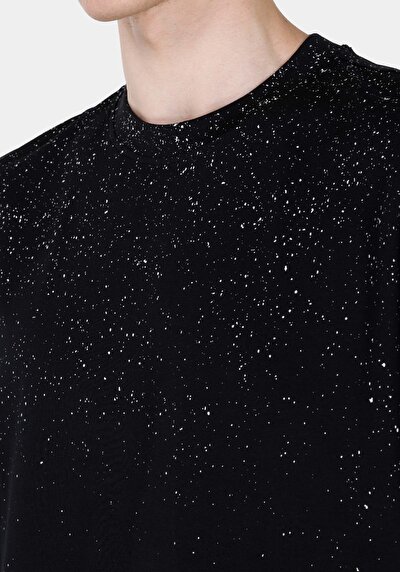 Image de T-shirt À Manches Courtes Noir Regular Fit Imprimé Homme