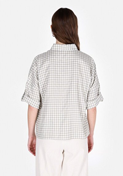 Afficher les détails de Chemise À Manches Longues Vert Regular Fit Carré  Femme