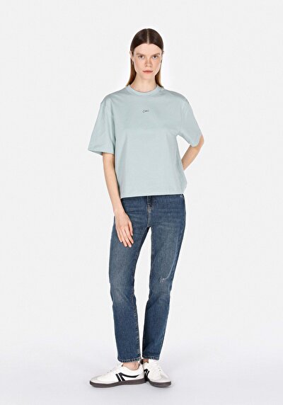 Image de T-shirt À Manches Courtes Vert Regular Fit Droit Femme