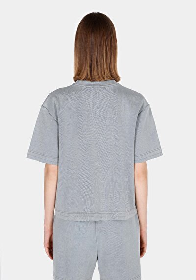 Image de T-shirt À Manches Courtes Gris Regular Fit Droit Femme