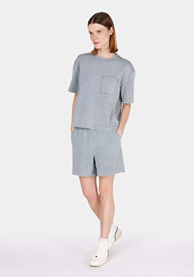 Image de T-shirt À Manches Courtes Gris Regular Fit Droit Femme