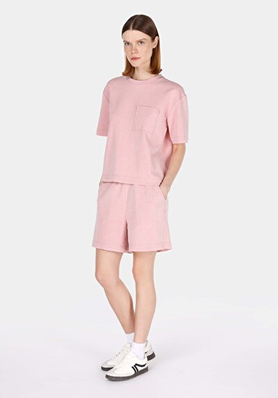 Afficher les détails de T-shirt À Manches Courtes Rose Regular Fit Droit Femme