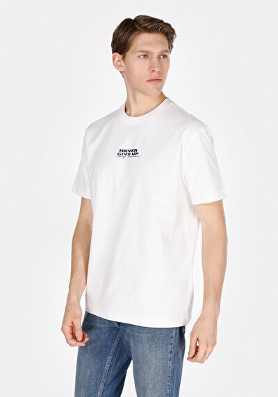 Image de T-shirt À Manches Courtes Blanc Comfort Fit Droit Homme