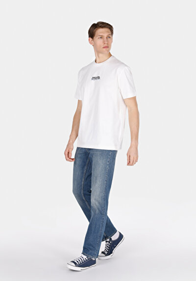 Image de T-shirt À Manches Courtes Blanc Comfort Fit Droit Homme