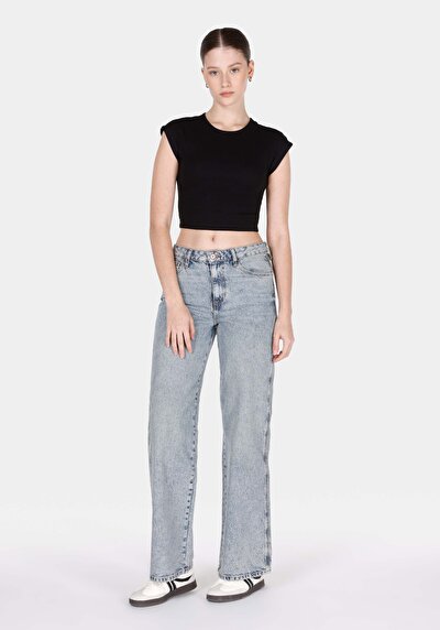 Image de 970 Berry Pantalon Wide Leg High Rise En Jean Regular Fit Femme