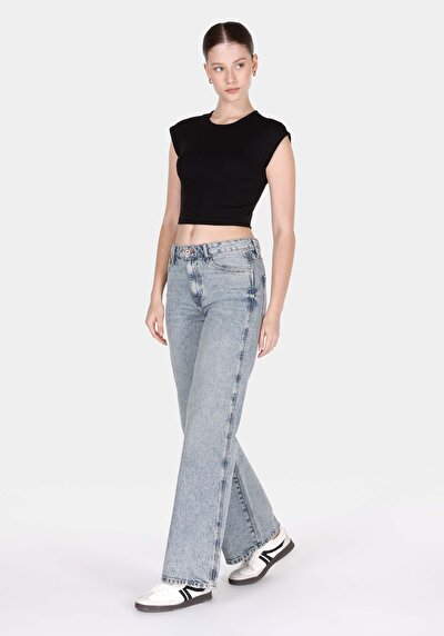 Image de 970 Berry Pantalon Wide Leg High Rise En Jean Regular Fit Femme