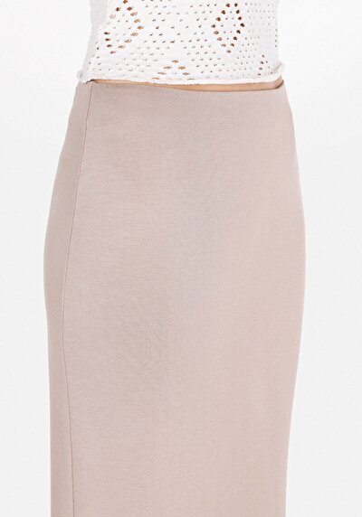 Image de Jupe Beige Slim Fit Droit Plongée Mdi Femme