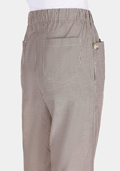 Afficher les détails de Pantalon Marron Wide Leg High Rise En Ratière Straight Fit Femme