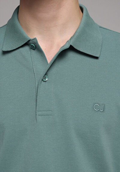 Image de T-shirt Polo À Manches Courtes Vert Droit Regular Fit Homme