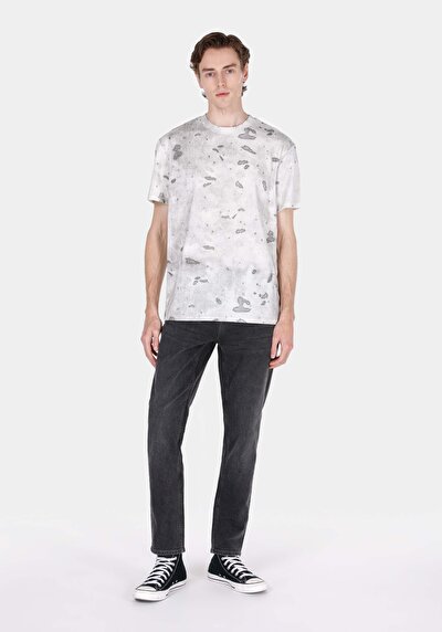 Image de T-shirt À Manches Courtes Gris Comfort Fit Imprimé Homme