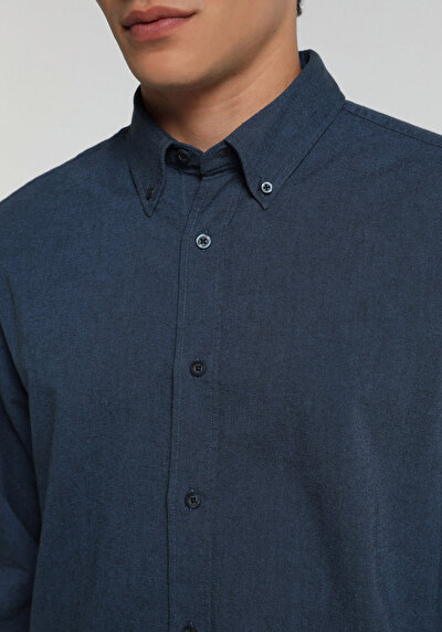 Image de Chemise À Manches Longues Marine Regular Fit Droit Oxford Homme