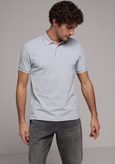 Image de T-shirt Polo À Manches Courtes Bleu Droit Regular Fit Homme