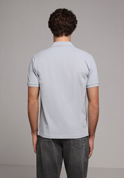 Image de T-shirt Polo À Manches Courtes Bleu Droit Regular Fit Homme