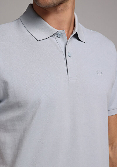 Image de T-shirt Polo À Manches Courtes Bleu Droit Regular Fit Homme