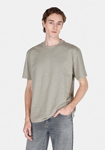 Image de T-shirt À Manches Courtes Vert Comfort Fit Droit Homme
