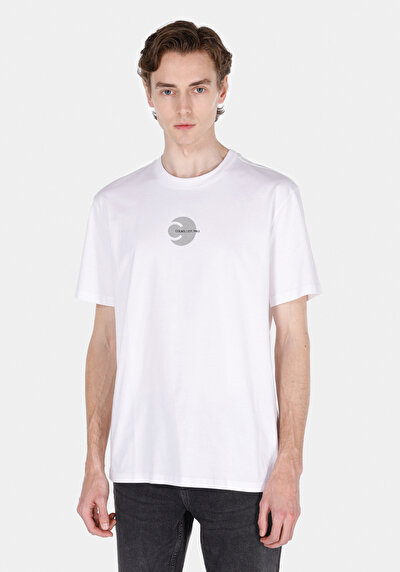 Image de T-shirt À Manches Courtes Blanc Comfort Fit Droit Homme