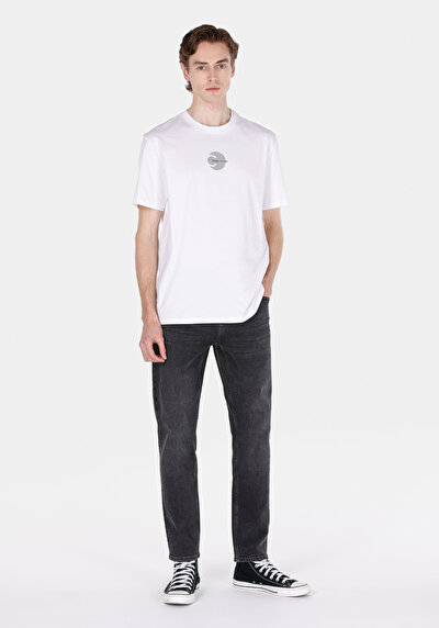 Image de T-shirt À Manches Courtes Blanc Comfort Fit Droit Homme