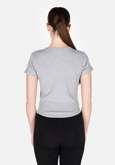 Image de T-shirt À Manches Courtes Gris Slim Fit Imprimé Femme