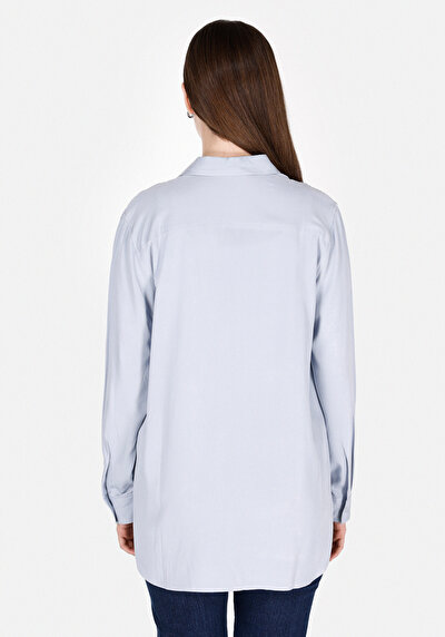 Image de Chemise À Manches Longues Bleu Regular Fit Droit Sergé Femme