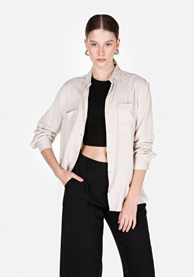 Image de Chemise À Manches Longues Vizon Regular Fit Droit Sergé Femme
