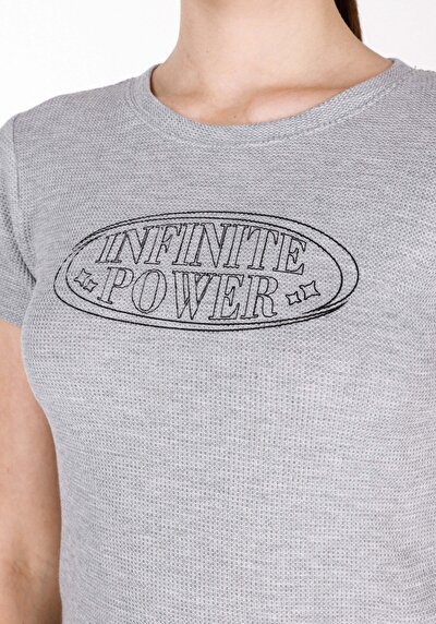 Image de T-shirt À Manches Courtes Gris Slim Fit Imprimé Femme