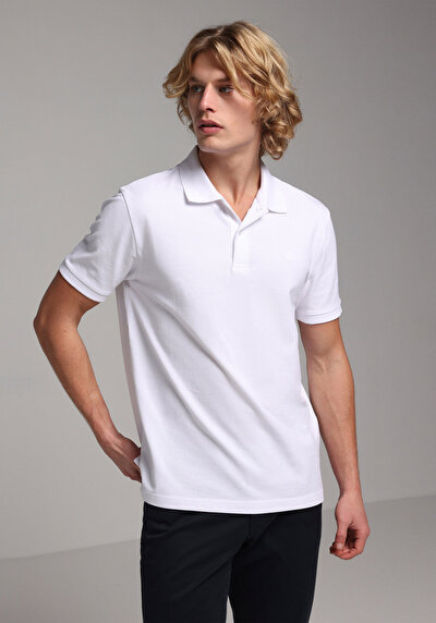 Image de T-shirt Polo À Manches Courtes Blanc Droit Regular Fit Homme