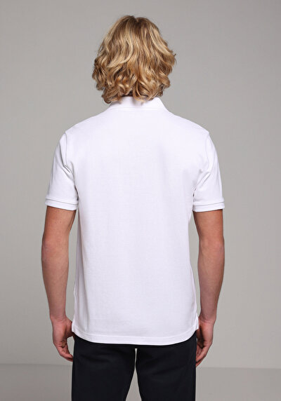 Image de T-shirt Polo À Manches Courtes Blanc Droit Regular Fit Homme