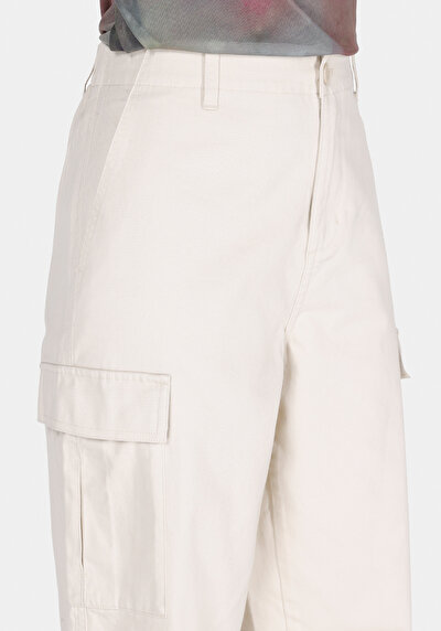 Image de Pantalon Beige Wide Leg High Rise En Gabardine Regular Fit Femme