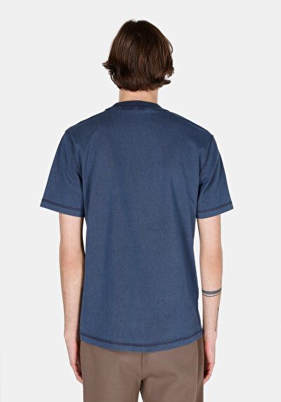Image de T-shirt À Manches Courtes Bleu Comfort Fit Droit Homme