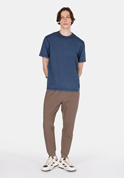Image de T-shirt À Manches Courtes Bleu Comfort Fit Droit Homme