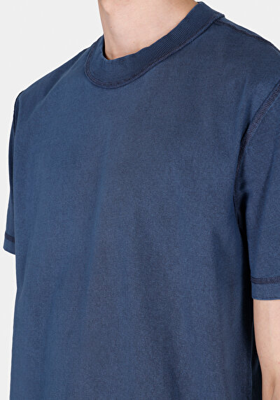 Image de T-shirt À Manches Courtes Bleu Comfort Fit Droit Homme