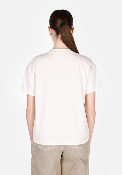 Image de T-shirt À Manches Courtes Ecru Regular Fit Imprimé Femme