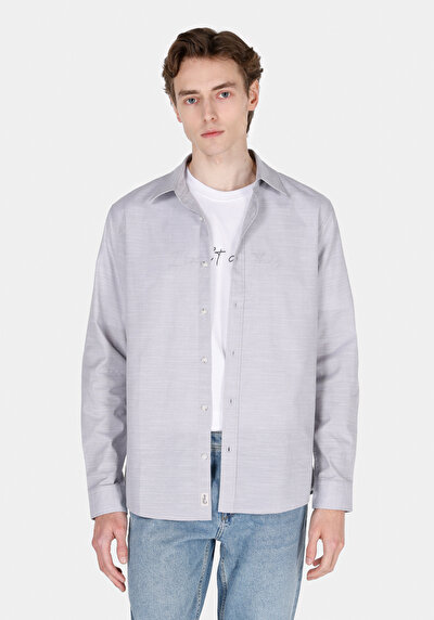 Image de Chemise À Manches Longues Blanc Regular Fit Droit Oxford Homme