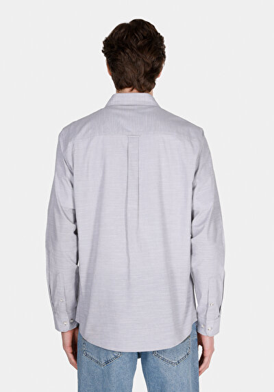 Afficher les détails de Chemise À Manches Longues Blanc Regular Fit Droit Oxford Homme