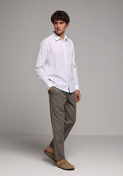 Image de Chemise À Manches Longues Blanc Regular Fit Droit Oxford Homme