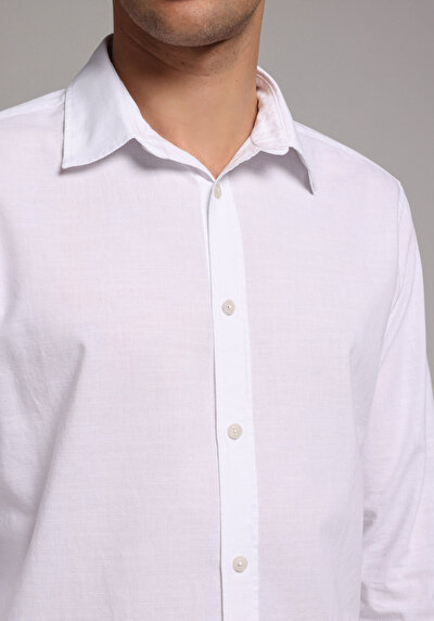Image de Chemise À Manches Longues Blanc Regular Fit Droit Oxford Homme