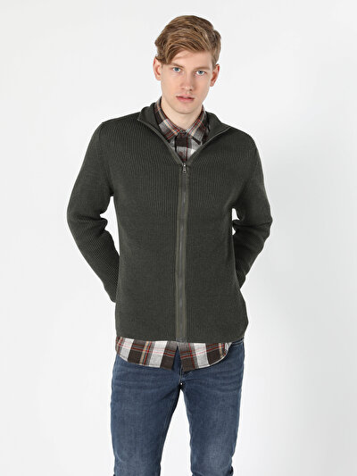 Image de Cardigan Tricot Kaki Slim Fit Homme