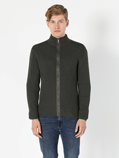 Image de Cardigan Tricot Kaki Slim Fit Homme