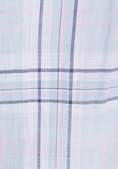 Image de Chemise À Manches Longues Bleu Regular Fit Plaid Popeline Femme