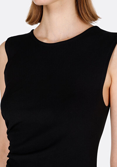 Image de Robe Noir Slim Fit Sans Manches Maxi Côtelé Femme