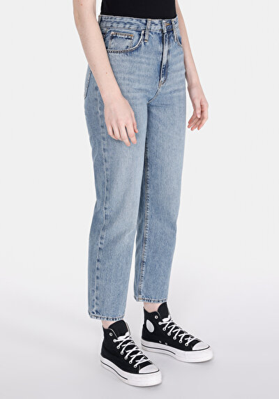 Image de 884 Lauren Pantalon Straight Leg High Rise En Jean Straight Fit Femme