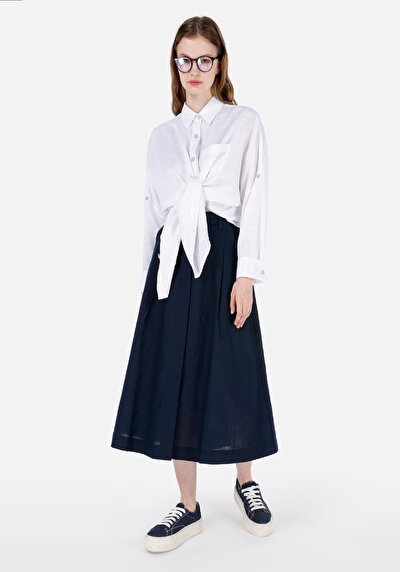 Image de Jupe Marine Midi Skirt Droit Uni Mdi Femme