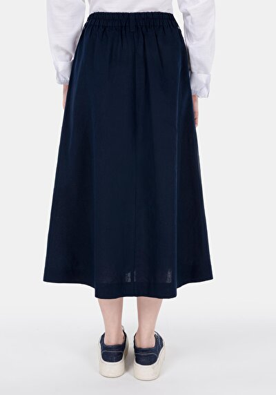 Image de Jupe Marine Midi Skirt Droit Uni Mdi Femme