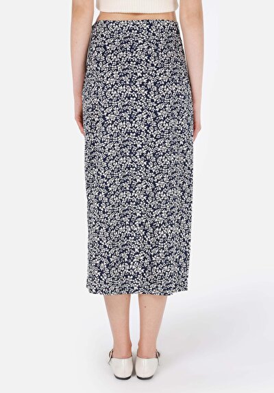 Image de Jupe Marine Midi Skirt Floraison Uni Mdi Femme