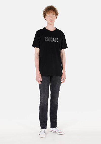Image de T-shirt À Manches Courtes Noir Regular Fit Homme