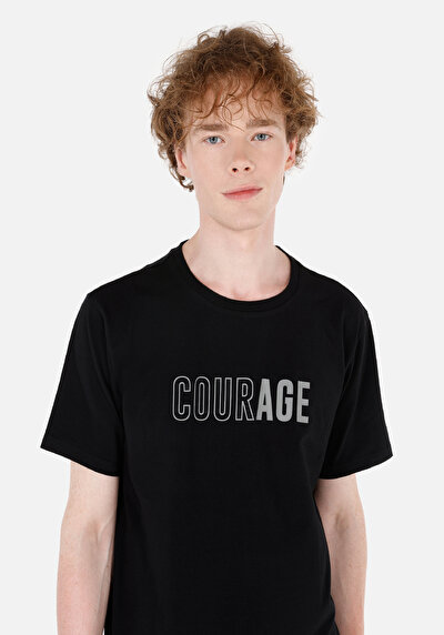 Image de T-shirt À Manches Courtes Noir Regular Fit Homme